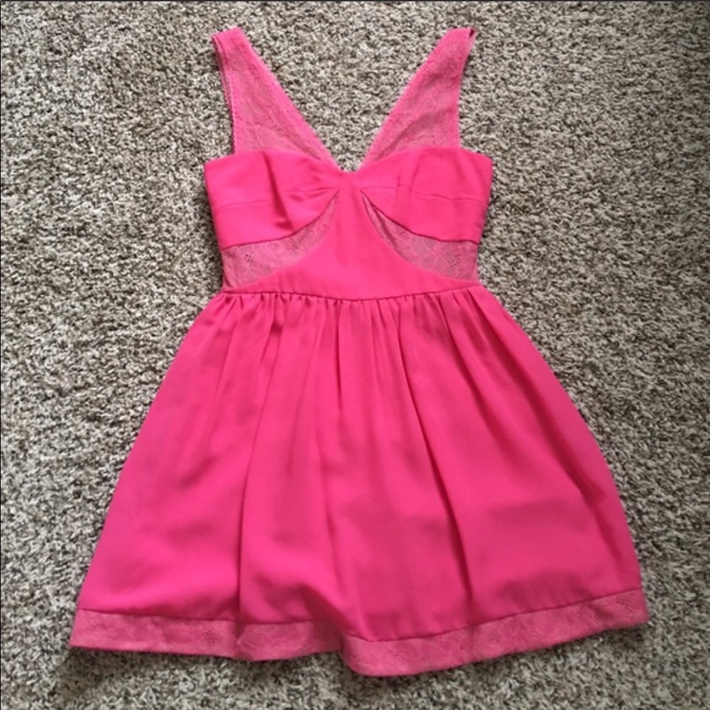 Pink Lace Cutout Dress